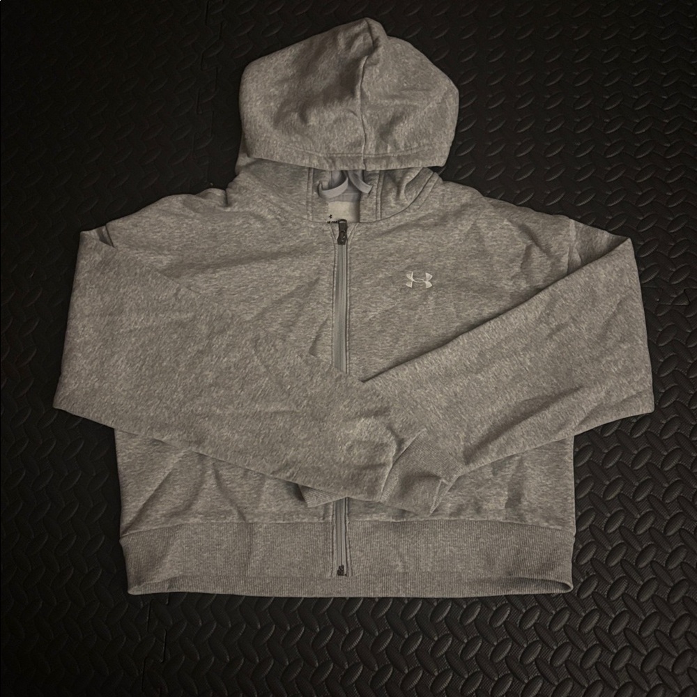 Under Armour Light Gray Full-Zip cropped Hoodie